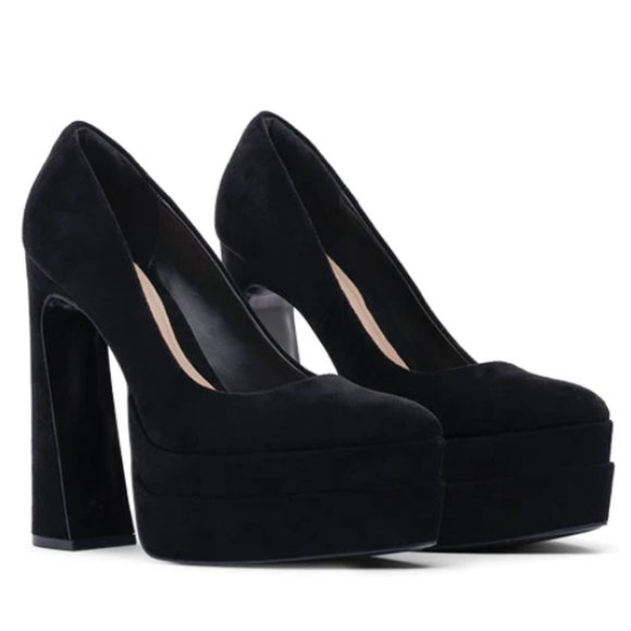 Fabulous D'Amelio Marlania Platform Pump - Black Lux Microsuede Size 9 - Picture 1 of 9